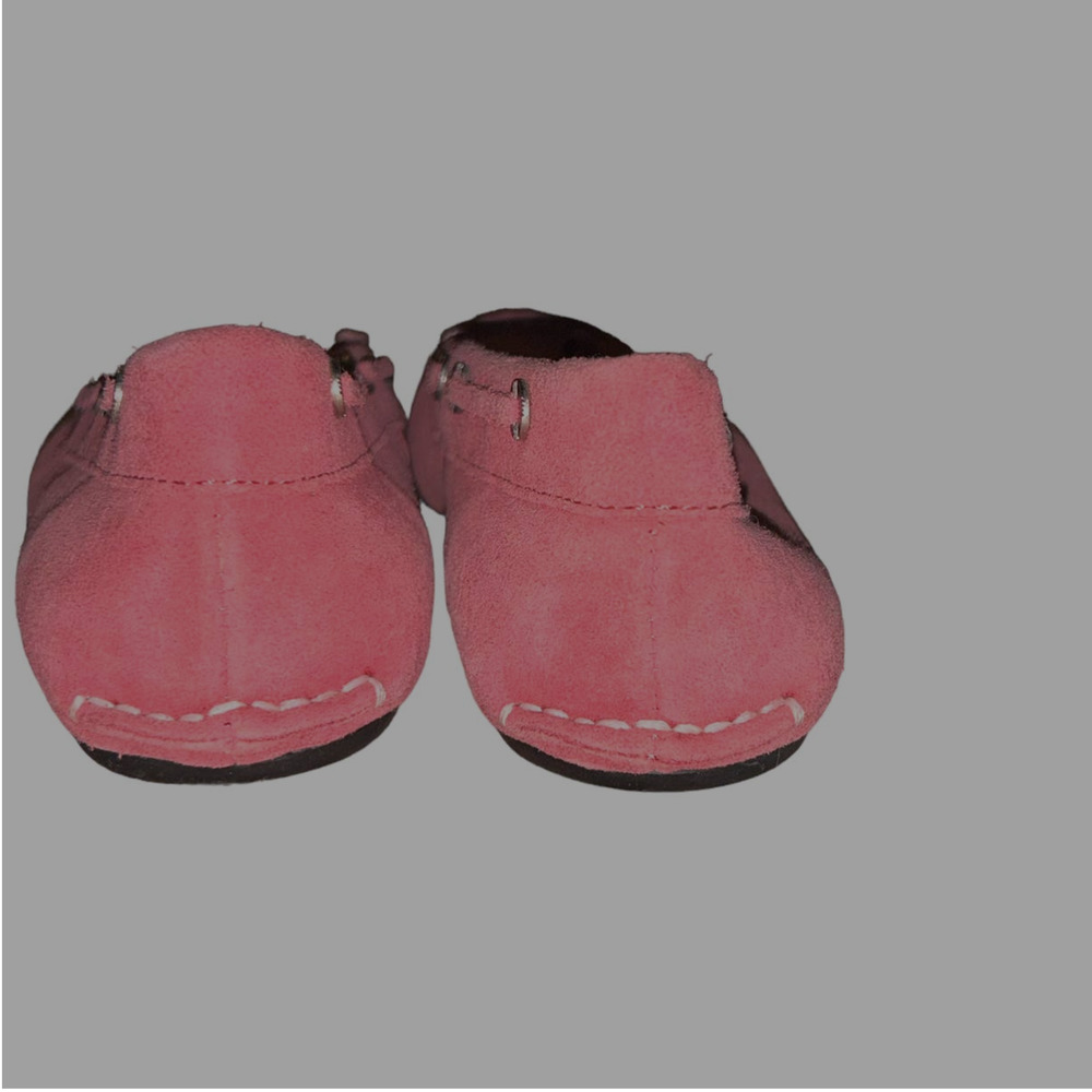 Lands' End Dusty Rose Pink Suede Leather Driving Loafers Size 8.5 M Moccasins - Picture 5 of 6